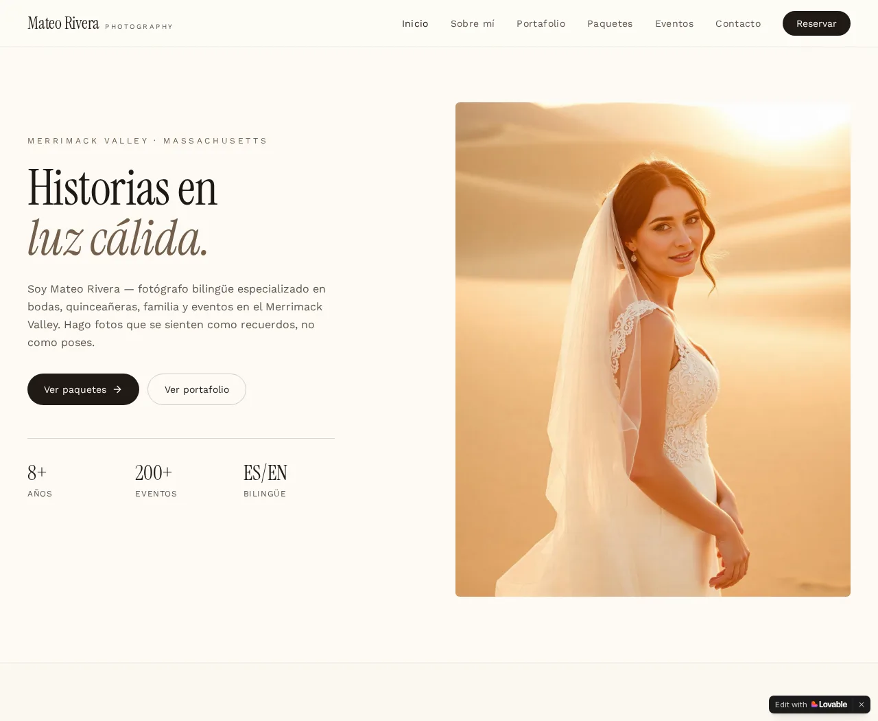 Sitio web demo para fotógrafo profesional